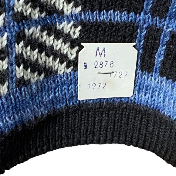 Vintage Womens Sweater Medium Cotton Blue Black Cottagecore NWT Babette Partners - Picture 9 of 11